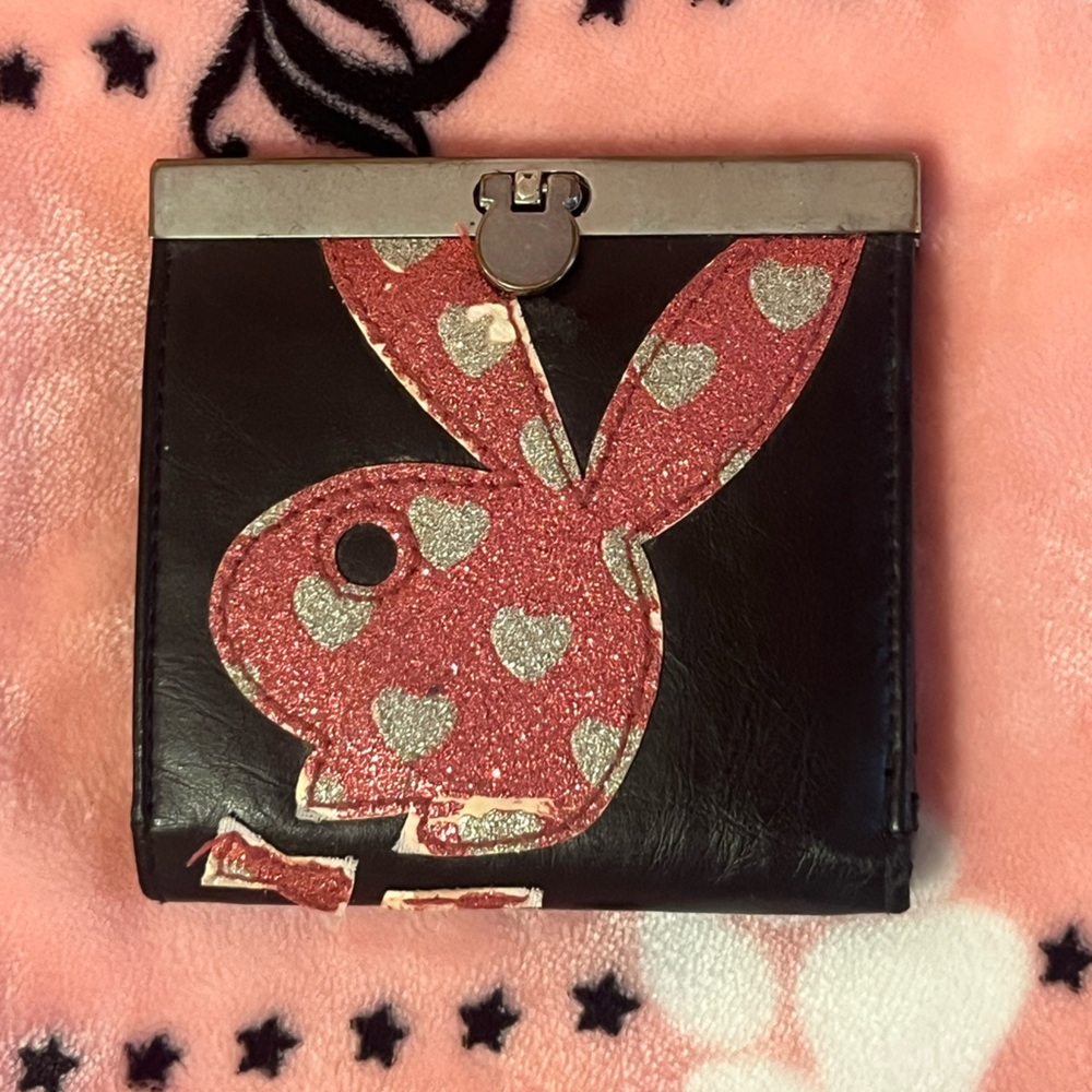 PLAYBOY Vintage Black Wallet with Pink Bunny
